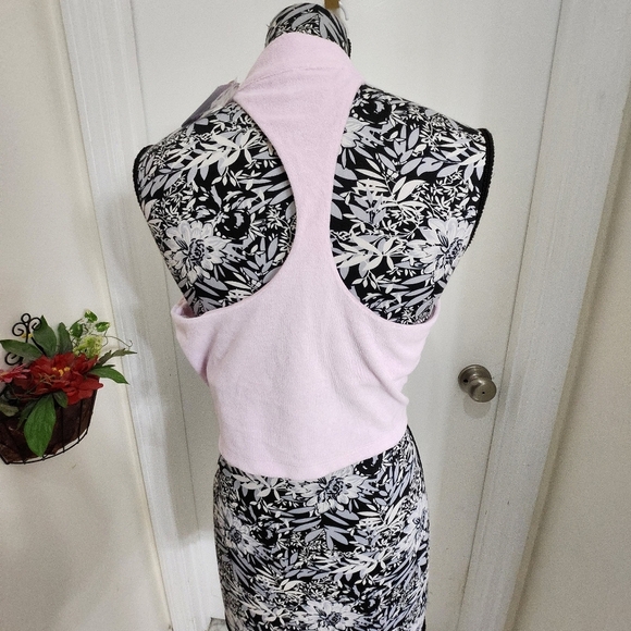 Fabletics terry  lined  high neck crop top baby pink racer back xl - Picture 5 of 12